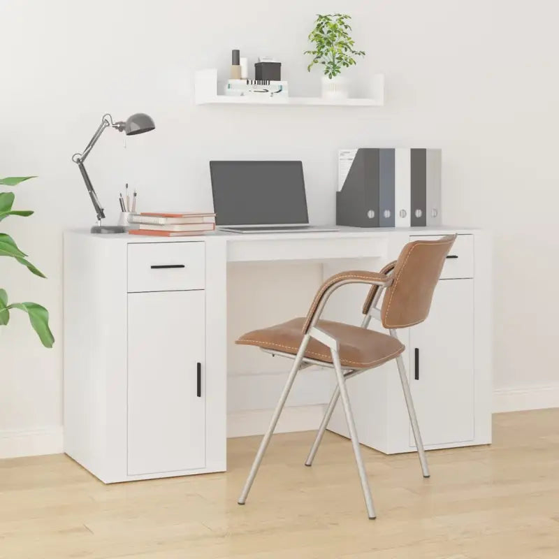 Bureau met kasten van bewerkt hout voor een elegante en duurzame werkruimte - Wit - Bureaus