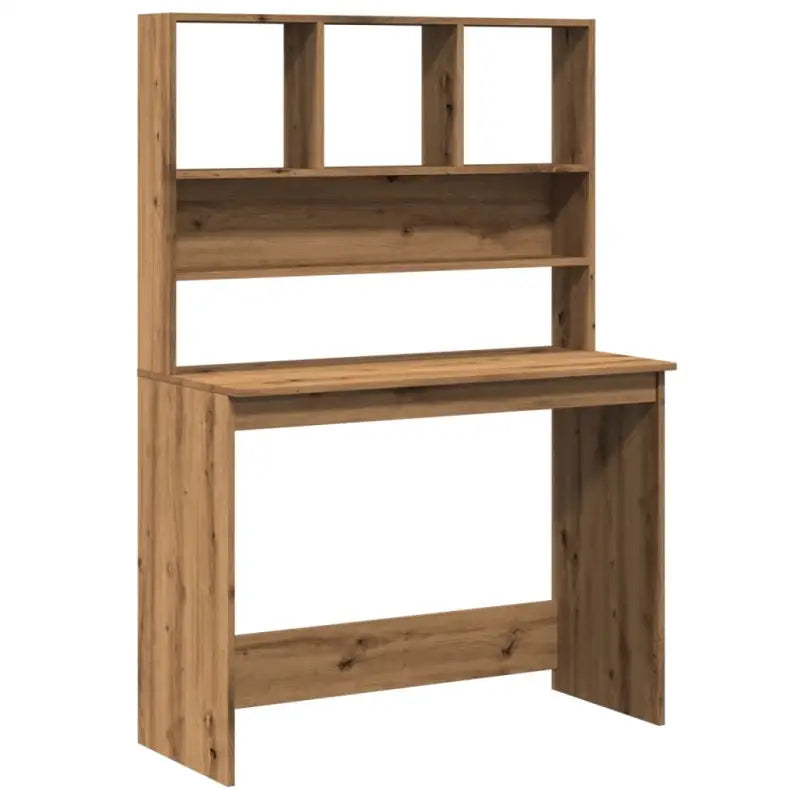 Bureau met schappen van bewerkt hout voor praktische en decoratieve ruimtes - artisanaal eikenkleurig - Bureaus