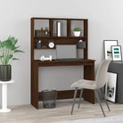 Bureau met schappen van bewerkt hout voor praktische en decoratieve ruimtes - bruin eikenkleur - Bureaus