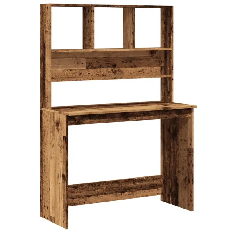Bureau met schappen van bewerkt hout voor praktische en decoratieve ruimtes - Oud hout - Bureaus