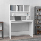 Bureau met schappen van bewerkt hout voor praktische en decoratieve ruimtes - Wit - Bureaus