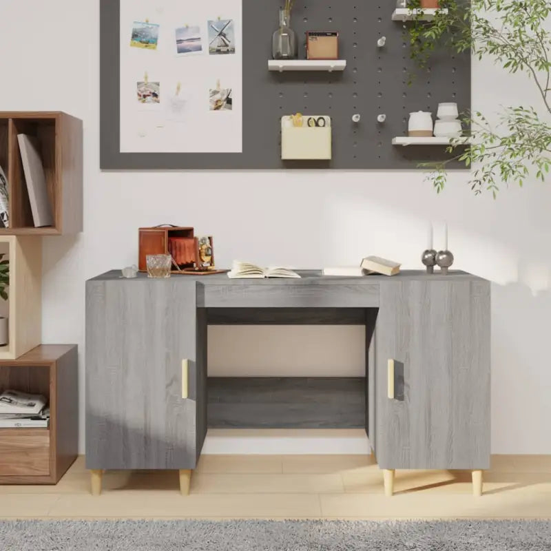 Bureau van bewerkt hout met hoge kwaliteit en stabiliteit - Grijs sonoma - Bureaus
