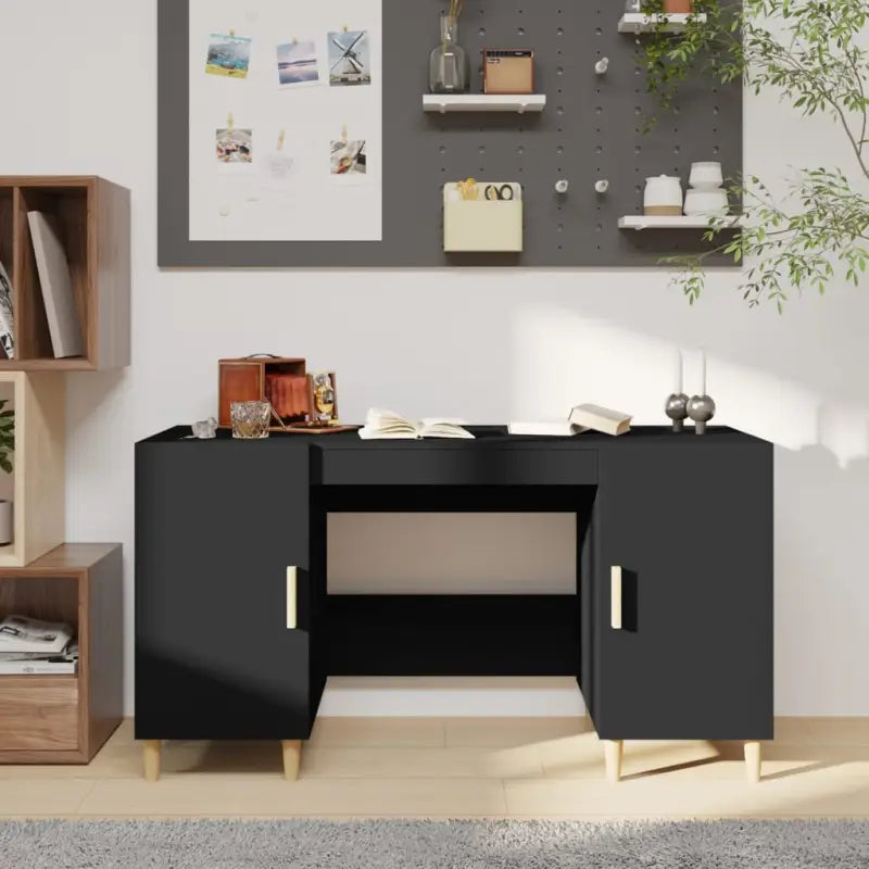 Bureau van bewerkt hout met hoge kwaliteit en stabiliteit - Zwart - Bureaus