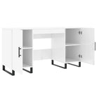 Bureau van bewerkt hout met hoogglans wit voor een elegante werkomgeving - Bureaus