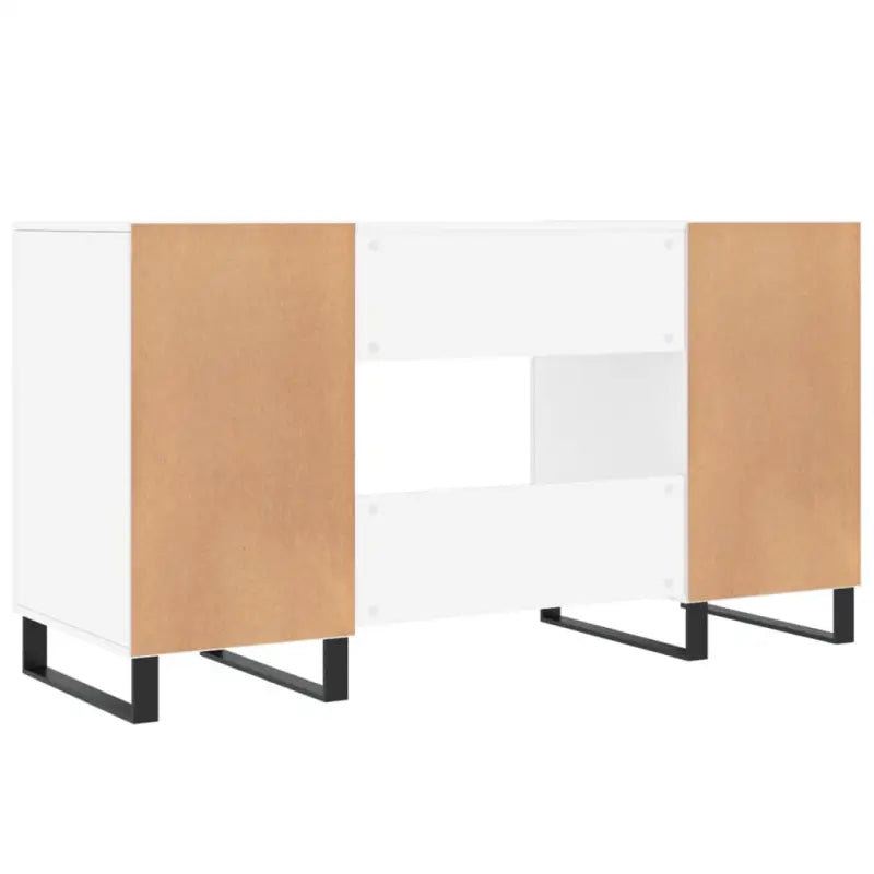 Bureau van bewerkt hout met hoogglans wit voor een elegante werkomgeving - Bureaus