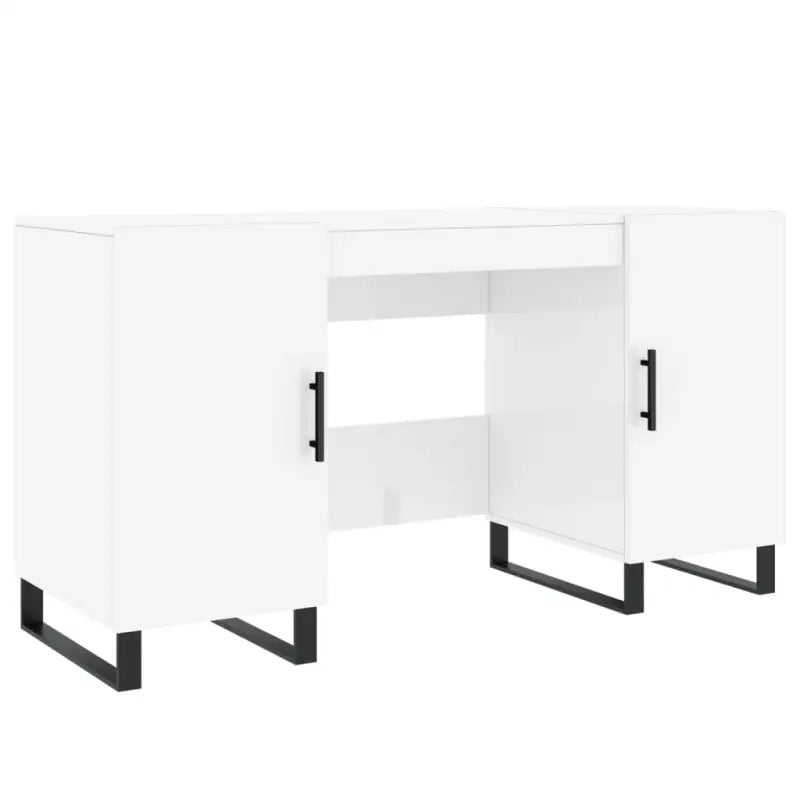 Bureau van bewerkt hout met hoogglans wit voor een elegante werkomgeving - Bureaus
