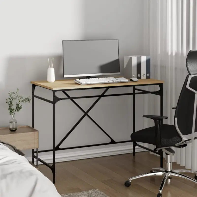 Bureau van bewerkt hout met industriële charme voor huis of kantoor - Bureaus