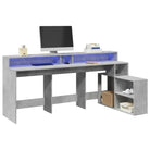 Bureau van bewerkt hout met opbergruimte en LED-verlichting - Betongrijs - Bureaus