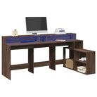 Bureau van bewerkt hout met opbergruimte en LED-verlichting - bruin eikenkleur - Bureaus