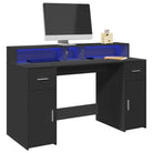 Bureau van bewerkt hout met opbergruimte en LED-verlichting - Bureaus
