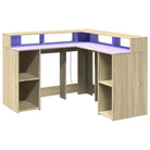 Bureau van bewerkt hout met opbergruimte en LED-verlichting - Bureaus