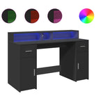 Bureau van bewerkt hout met opbergruimte en LED-verlichting - Bureaus