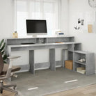 Bureau van bewerkt hout met opbergruimte en LED-verlichting - Bureaus
