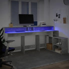 Bureau van bewerkt hout met opbergruimte en LED-verlichting - Bureaus