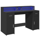 Bureau van bewerkt hout met opbergruimte en LED-verlichting - Bureaus