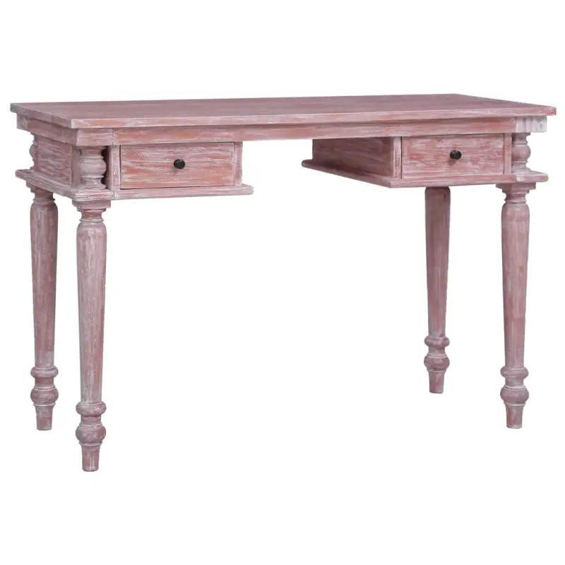 Bureau van massief mahoniehout met greywash afwerking voor een stijlvolle uitstraling - Bruin / 115 x 50 x 78 cm