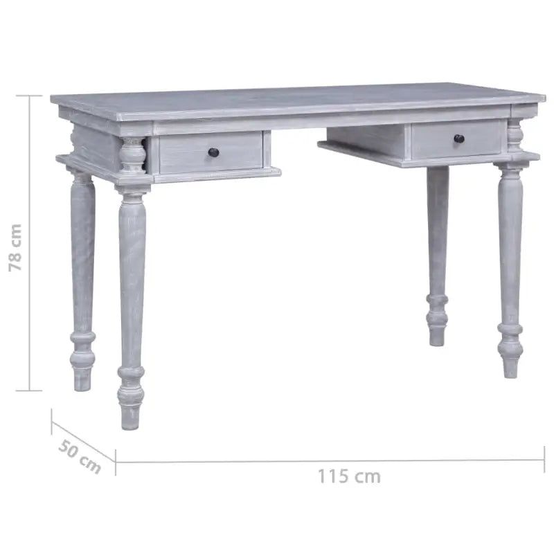 Bureau van massief mahoniehout met greywash afwerking voor een stijlvolle uitstraling - Bureaus