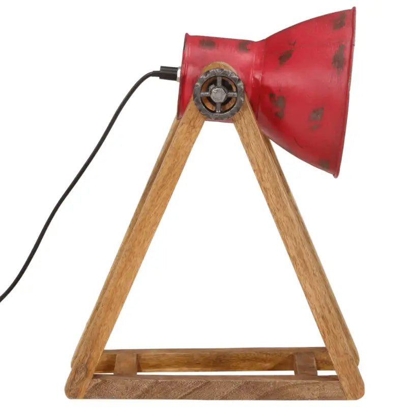 Bureaulamp met massief mangohout en e27 fitting in verweerd rood - Lampen