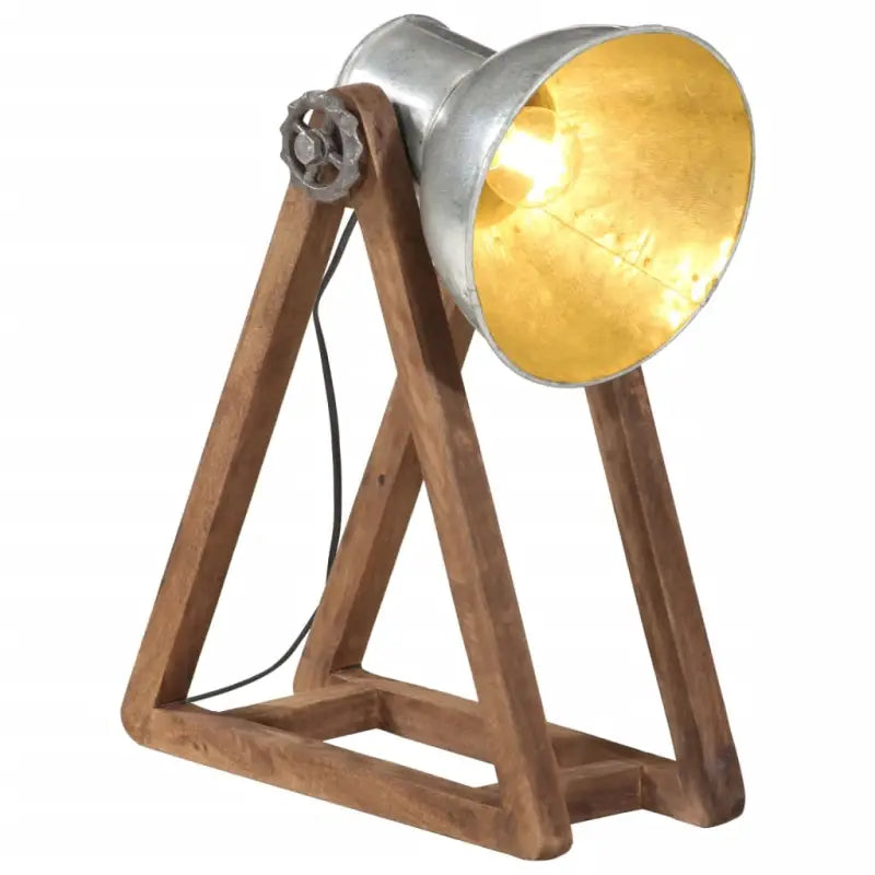 Bureaulamp met massief mangohout en e27 fitting in verweerd rood - Zilver / 1 - Lampen