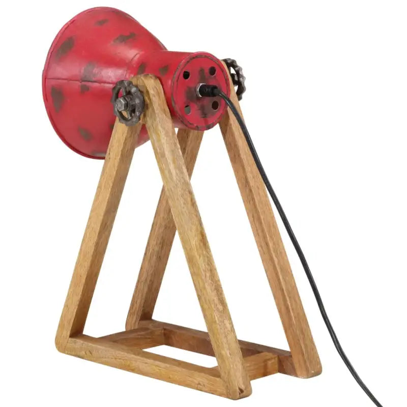 Bureaulamp met massief mangohout en e27 fitting in verweerd rood - Lampen