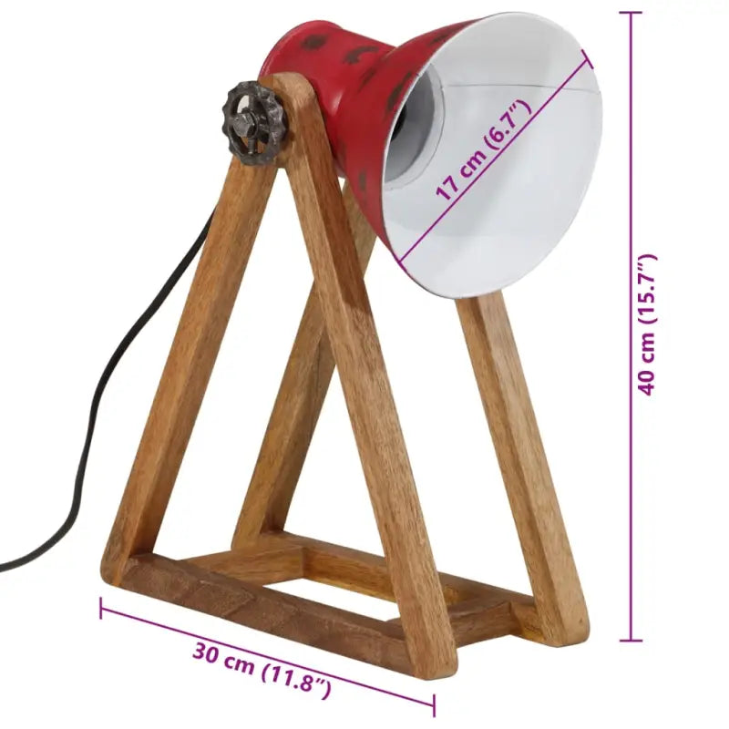 Bureaulamp met massief mangohout en e27 fitting in verweerd rood - Lampen