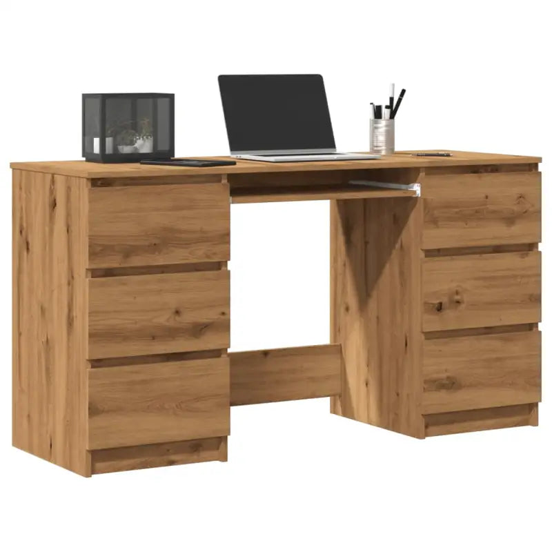 Bureaus met een schrijfblad van hoogwaardig bewerkt hout - artisanaal eikenkleurig - Bureaus