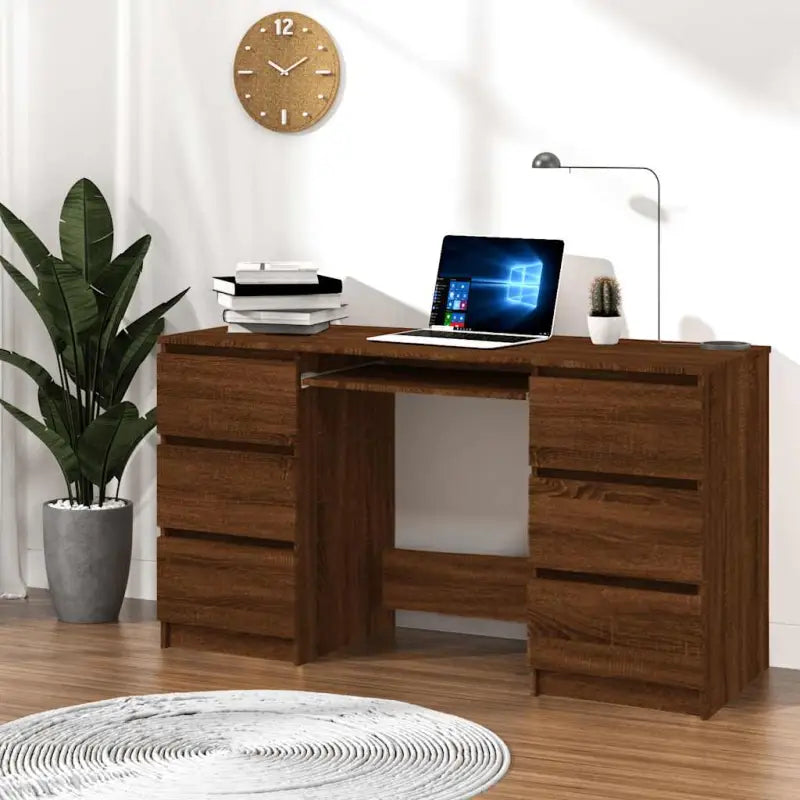 Bureaus met een schrijfblad van hoogwaardig bewerkt hout - bruin eikenkleur - Bureaus