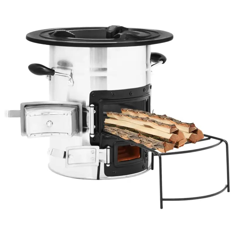 Camping houtkachel met uitschuifbare plank voor buiten koken en warmte - Zilver - Haarden