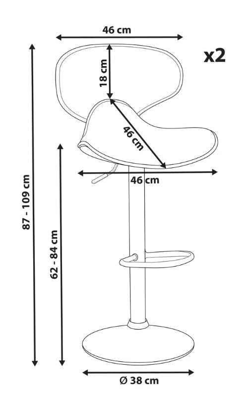Aashly Barkruk Set van 2 – Verstelbare Kunstleren Barstoelen met Rugleuning & Voetensteun – Moderne Keukenkrukken voor Keukeneiland en Bar