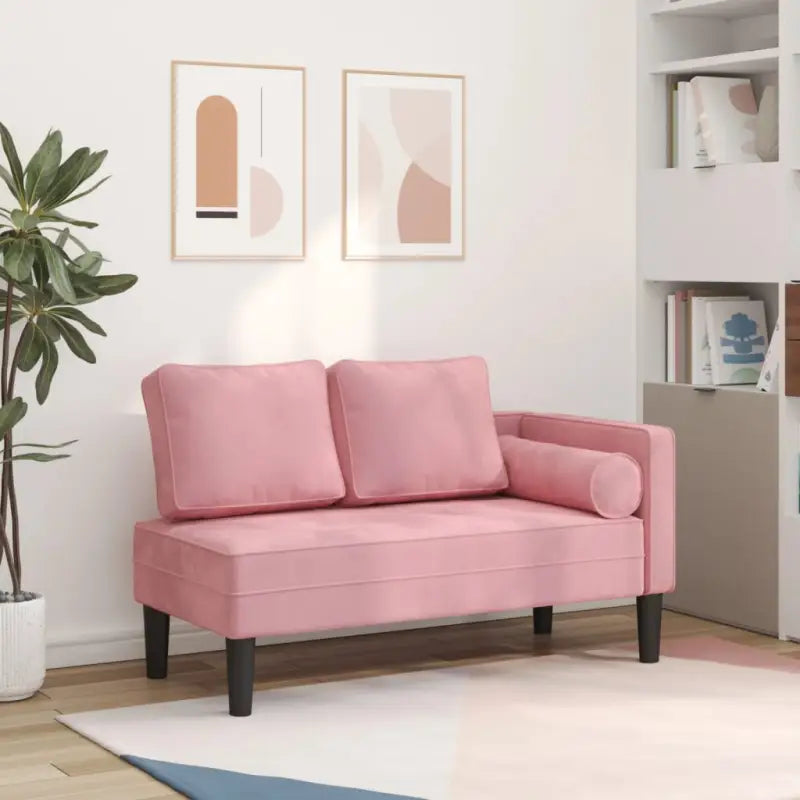 Chaise longue met fluwelen stof en comfortabele afmetingen kussen - Roze / 1 - Chaises longues