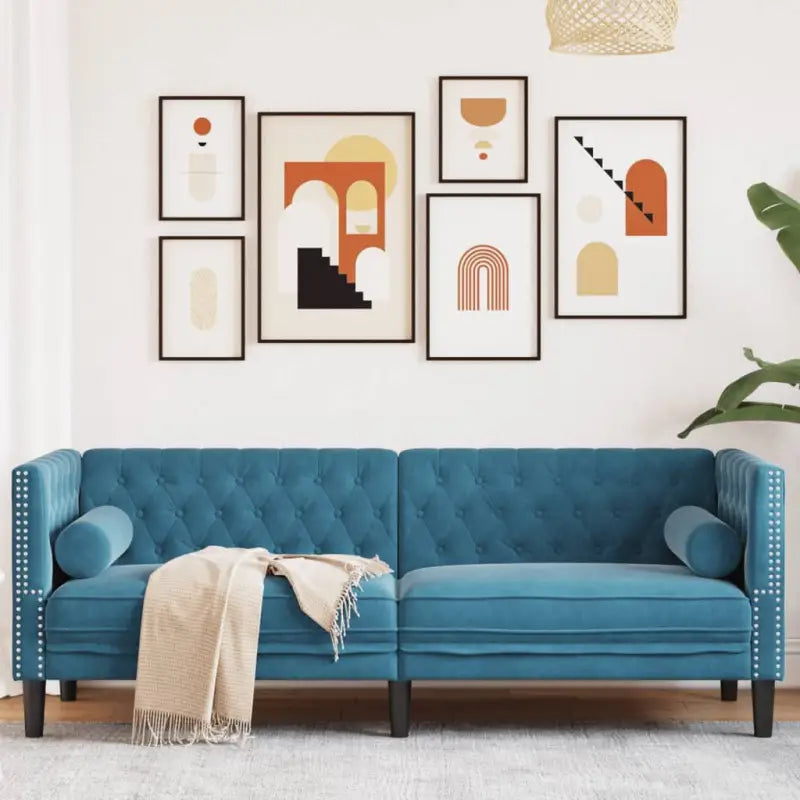 Chesterfield 2-zitsbank voor gezelligheid en comfort - Blauw / Driezitsbank - Banken