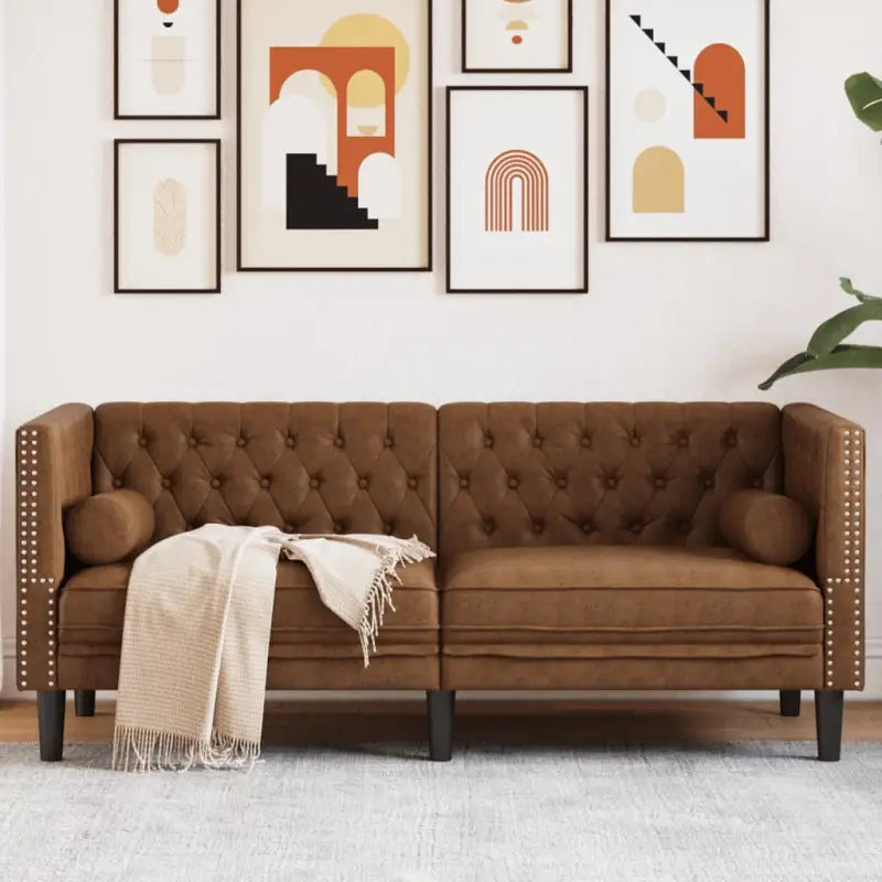 Chesterfield 2-zitsbank voor gezelligheid en comfort - Bruin / Tweezitsbank - Banken