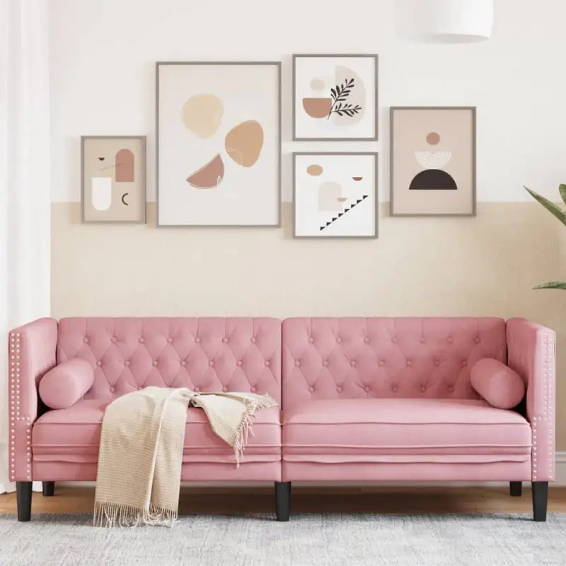 Chesterfield 2-zitsbank voor gezelligheid en comfort - Roze / Driezitsbank - Banken