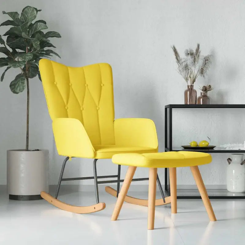 Chique en elegante schommelstoel met modern ontwerp - Mosterdgeel / 1 / Met voetensteun - Schommelstoelen