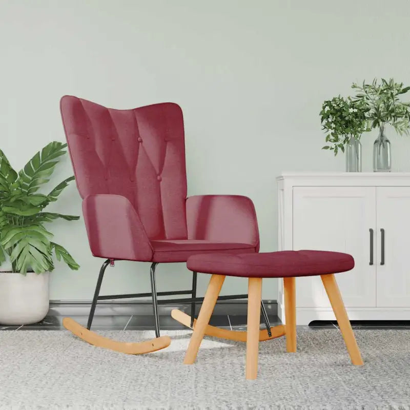Chique en elegante schommelstoel met modern ontwerp - Wijnrood / 1 / Met voetensteun - Schommelstoelen