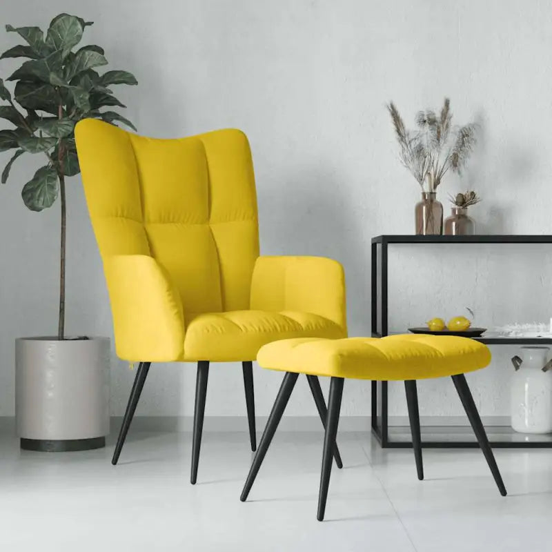 Chique en modern relaxfauteuil met blokpatroon - Mosterdgeel / 1 / Met voetensteun - Fauteuils & Relaxfauteuils