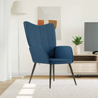 Chique en moderne relaxstoel met blokpatroon - Blauw / 1 / Zonder voetensteun - Fauteuils & Relaxfauteuils