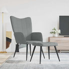 Chique en moderne relaxstoel met blokpatroon - Lichtgrijs / 1 / Met voetensteun - Fauteuils & Relaxfauteuils