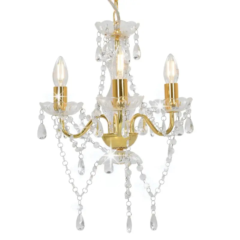 Chique kroonluchter met glinsterende kralen voor een opvallende interieurstijl - Goud / 1 - Lampen
