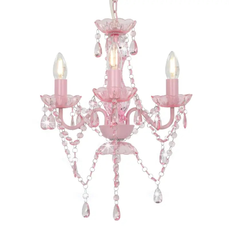 Chique kroonluchter met glinsterende kralen voor een opvallende interieurstijl - Roze / 1 - Lampen