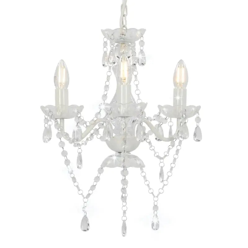 Chique kroonluchter met glinsterende kralen voor een opvallende interieurstijl - Wit / 1 - Lampen