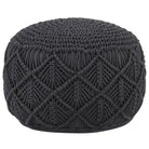 Chique macramé poef voor ontspanning en decoratie in huis - Antraciet / 1 / Patroon 3 - Poefs
