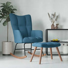 Chique schommelstoel met voetenbank en blokpatroon - Blauw / 1 / Met voetensteun - Schommelstoelen