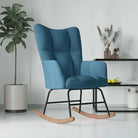 Chique schommelstoel met voetenbank en blokpatroon - Blauw / 1 / Zonder voetensteun - Schommelstoelen