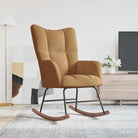 Chique schommelstoel met voetenbank en blokpatroon - Bruin / 1 / Zonder voetensteun - Schommelstoelen