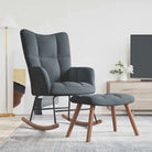 Chique schommelstoel met voetenbank en blokpatroon - Donkergrijs / 1 / Met voetensteun - Schommelstoelen