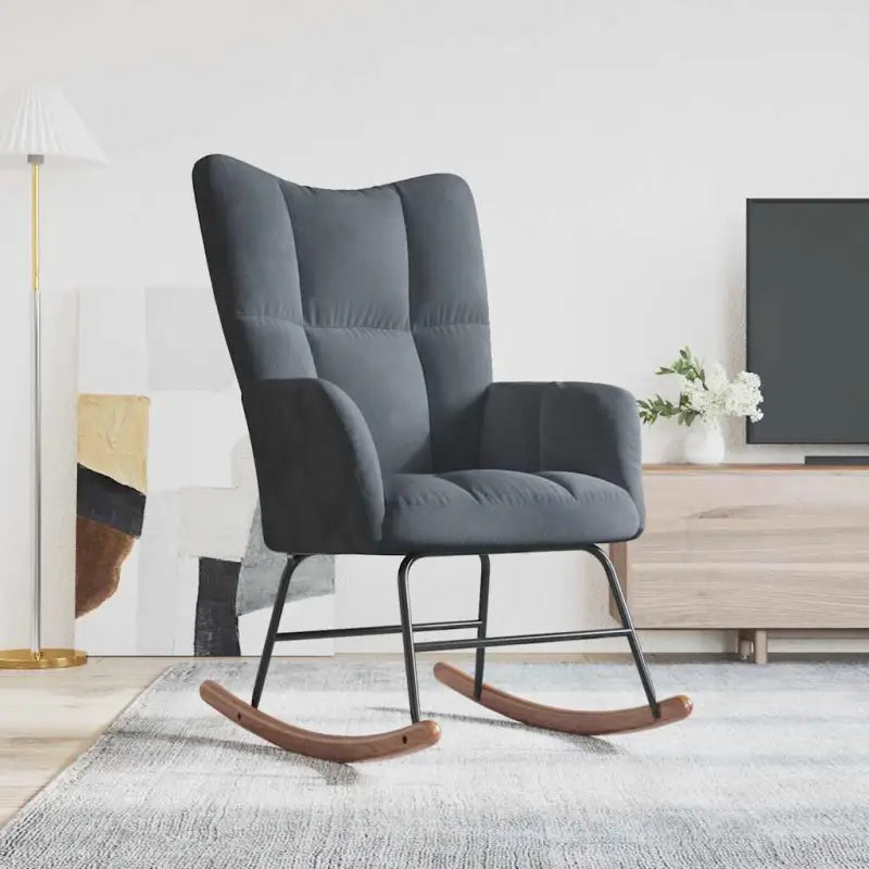 Chique schommelstoel met voetenbank en blokpatroon - Donkergrijs / 1 / Zonder voetensteun - Schommelstoelen