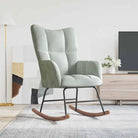Chique schommelstoel met voetenbank en blokpatroon - Lichtgrijs / 1 / Zonder voetensteun - Schommelstoelen