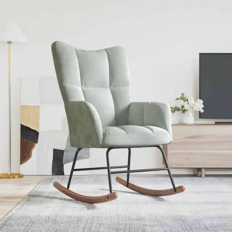Chique schommelstoel met voetenbank en blokpatroon - Lichtgrijs / 1 / Zonder voetensteun - Schommelstoelen