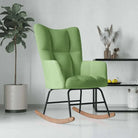 Chique schommelstoel met voetenbank en blokpatroon - Lichtgroen / 1 / Zonder voetensteun - Schommelstoelen